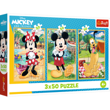 Puzzle 3x50 dílků Myšák Mickey na prázdninách Disney Trefl