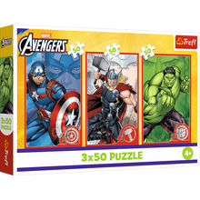 Puzzle 3x50 dílků superhrdinové Marvel Avengers – Trefl