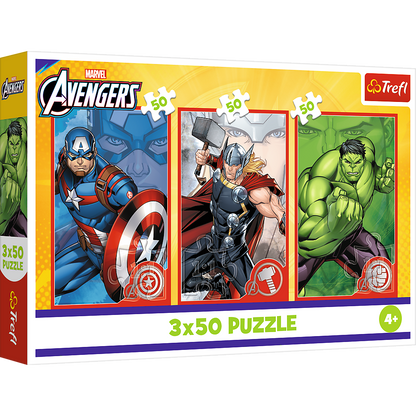 Puzzle 3x50 dílků superhrdinové Marvel Avengers – Trefl