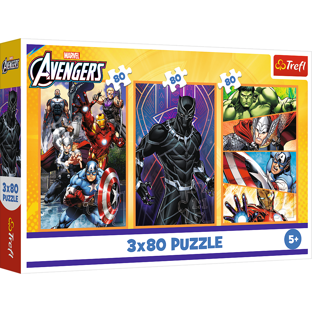 Puzzle 3x80 dílků akční superhrdinové – Disney Marvel Avengers
