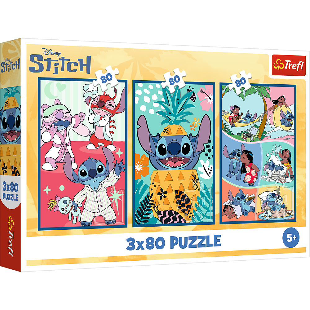 Puzzle 3x80 dílků Stitch World – Trefl