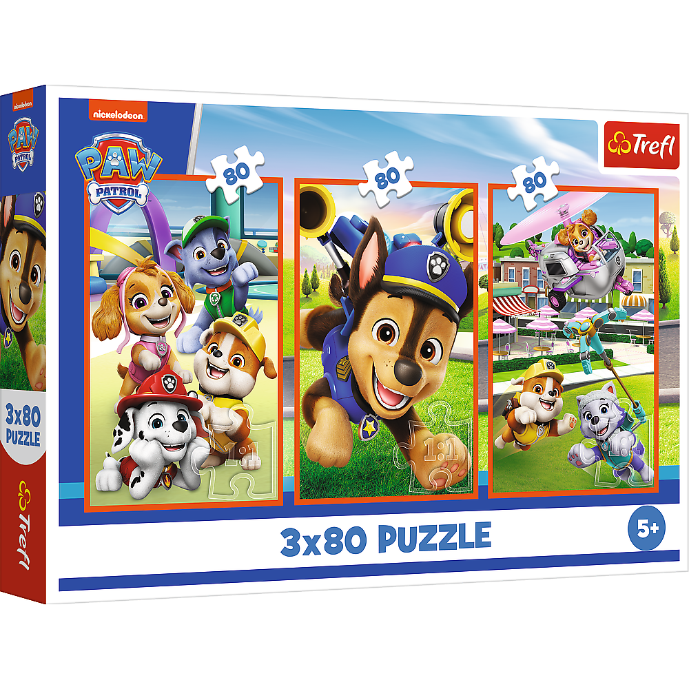 Puzzle 3x80 dílků Tlapková patrola Psi Patrol – Trefl 34886