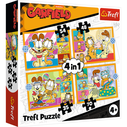 Puzzle 4v1 Garfield miluje lasagne – Trefl