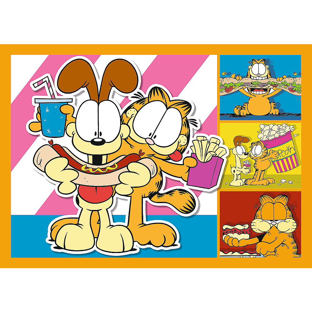 Puzzle 4v1 Garfield miluje lasagne – Trefl