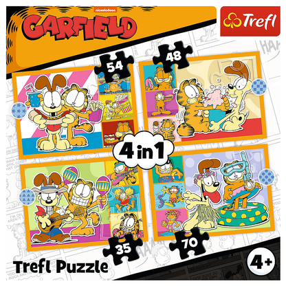 Puzzle 4v1 Garfield miluje lasagne – Trefl