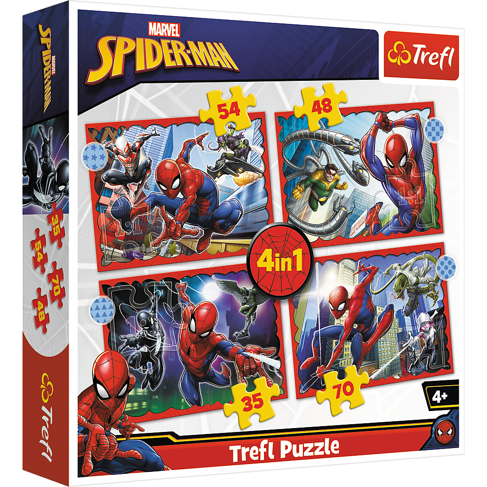 Puzzle 4v1 hrdinský Spider Man 35 70 dílků – Trefl
