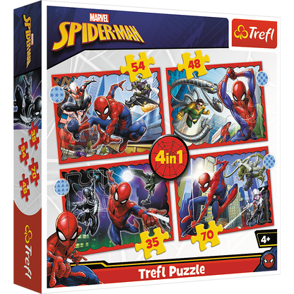 Puzzle 4v1 hrdinský Spider Man 35 70 dílků – Trefl