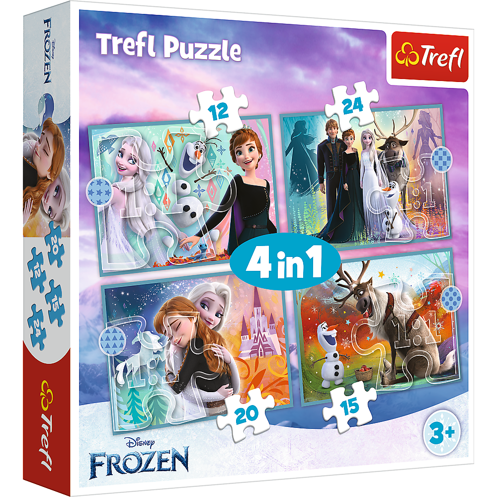 Puzzle 4v1 Ledové království - 12, 15, 20, 24 dílků – Trefl