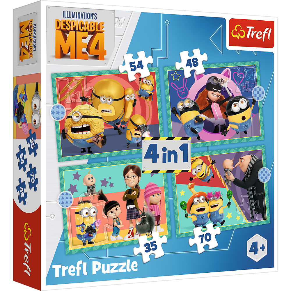 Puzzle 4v1 Mimoňové pro děti 35 70 dílků – Trefl 34648