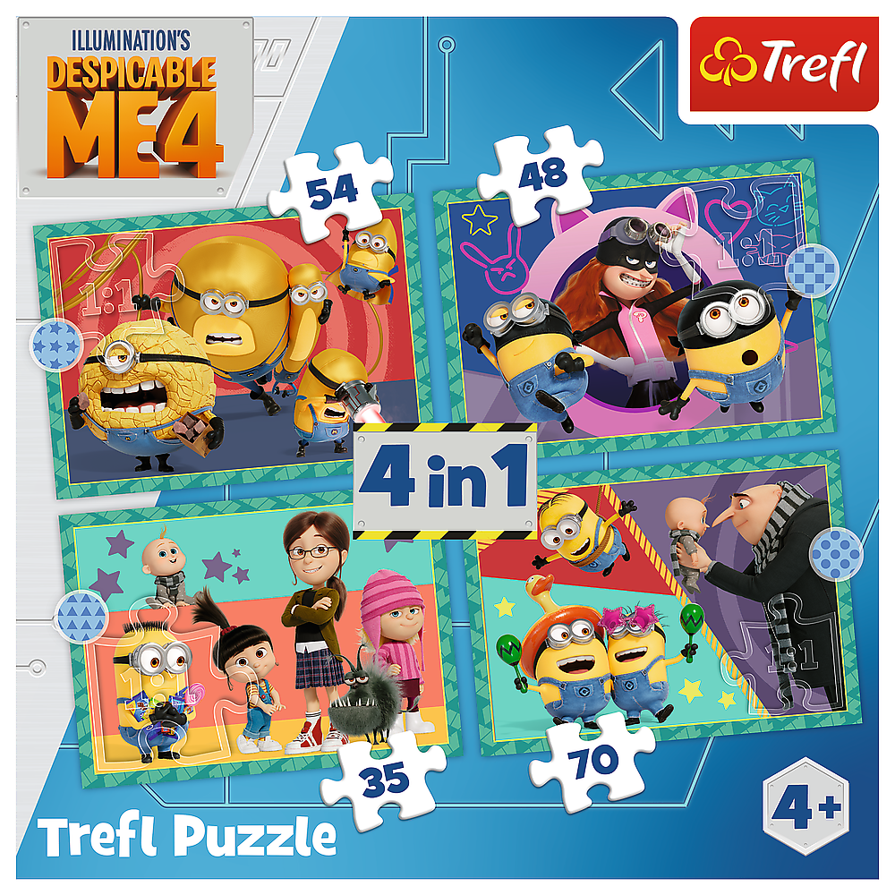 Puzzle 4v1 Mimoňové pro děti 35 70 dílků – Trefl 34648
