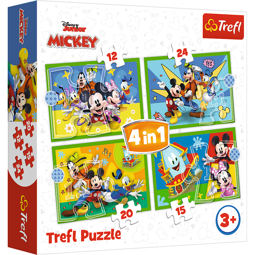 Puzzle 4v1 Myšák Mickey a přátelé 12 24 dílků – Trefl
