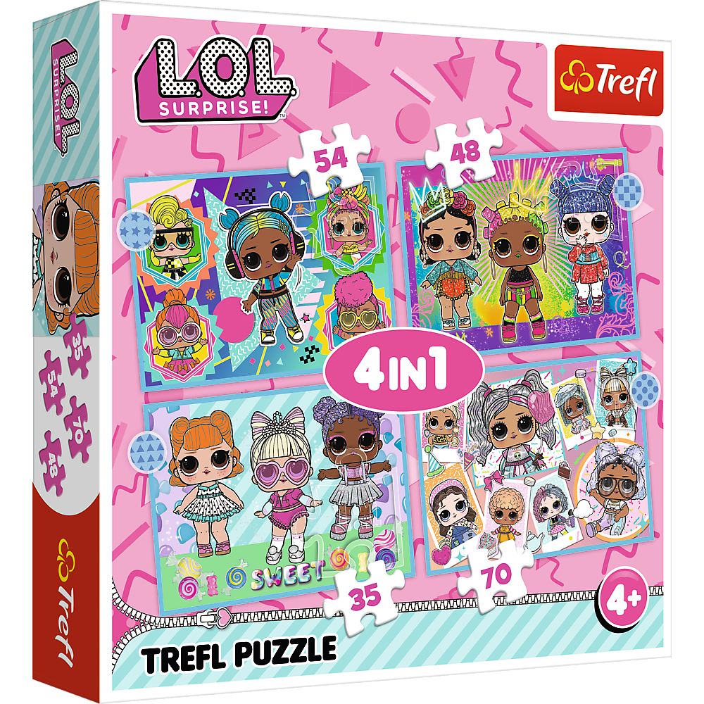 Puzzle 4v1 panenky pro děti 35 70 dílků – LOL Surprise Trefl