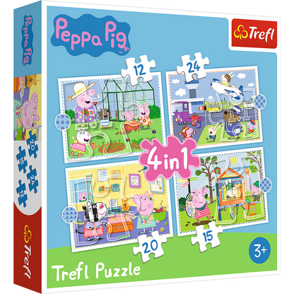 Puzzle 4v1 Prázdninové vzpomínky s prasátkem Peppa – Trefl