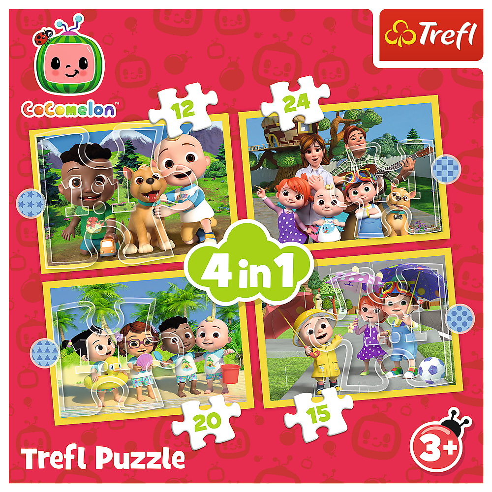 Puzzle 4v1 pro děti Cocomelon 12 24 dílků – Trefl 34647