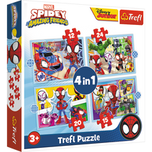 Puzzle 4v1 pro děti s motivy Spider Mana – 12 15 20 24 dílků