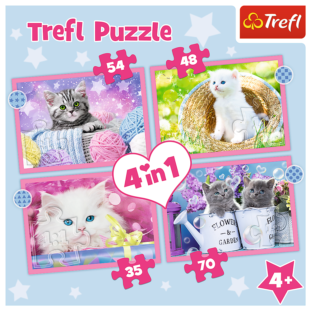 Puzzle 4v1 Roztomilá koťátka 35 70 dílků – Trefl