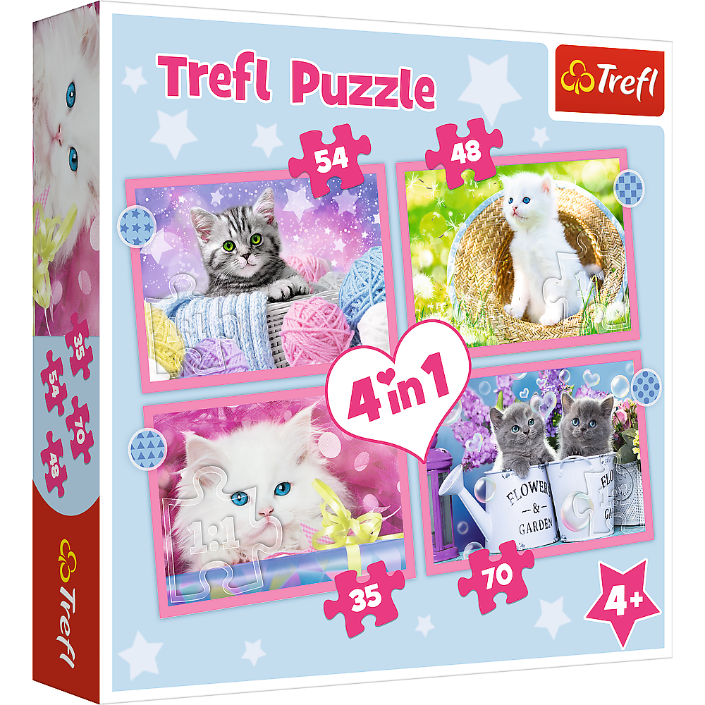 Puzzle 4v1 Roztomilá koťátka 35 70 dílků – Trefl