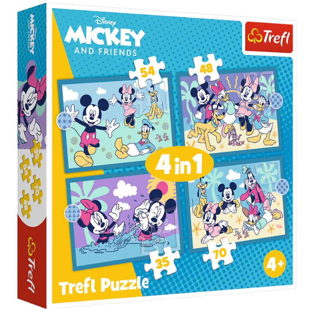 Puzzle 4v1 s Mickey Mousem – zábavná dobrodružství – Trefl
