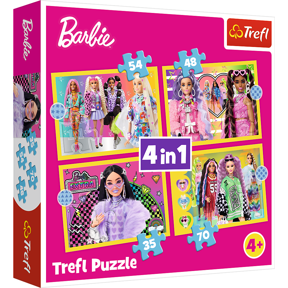 Puzzle 4v1 Veselý svět Barbie 35 70 dílků – Trefl