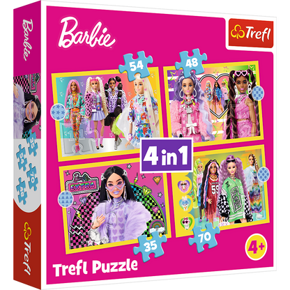 Puzzle 4v1 Veselý svět Barbie 35 70 dílků – Trefl