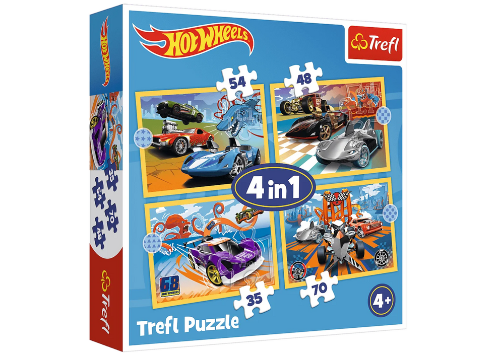 Puzzle 4v1 Vozidla Hot Wheels 12-24 dílků – Trefl