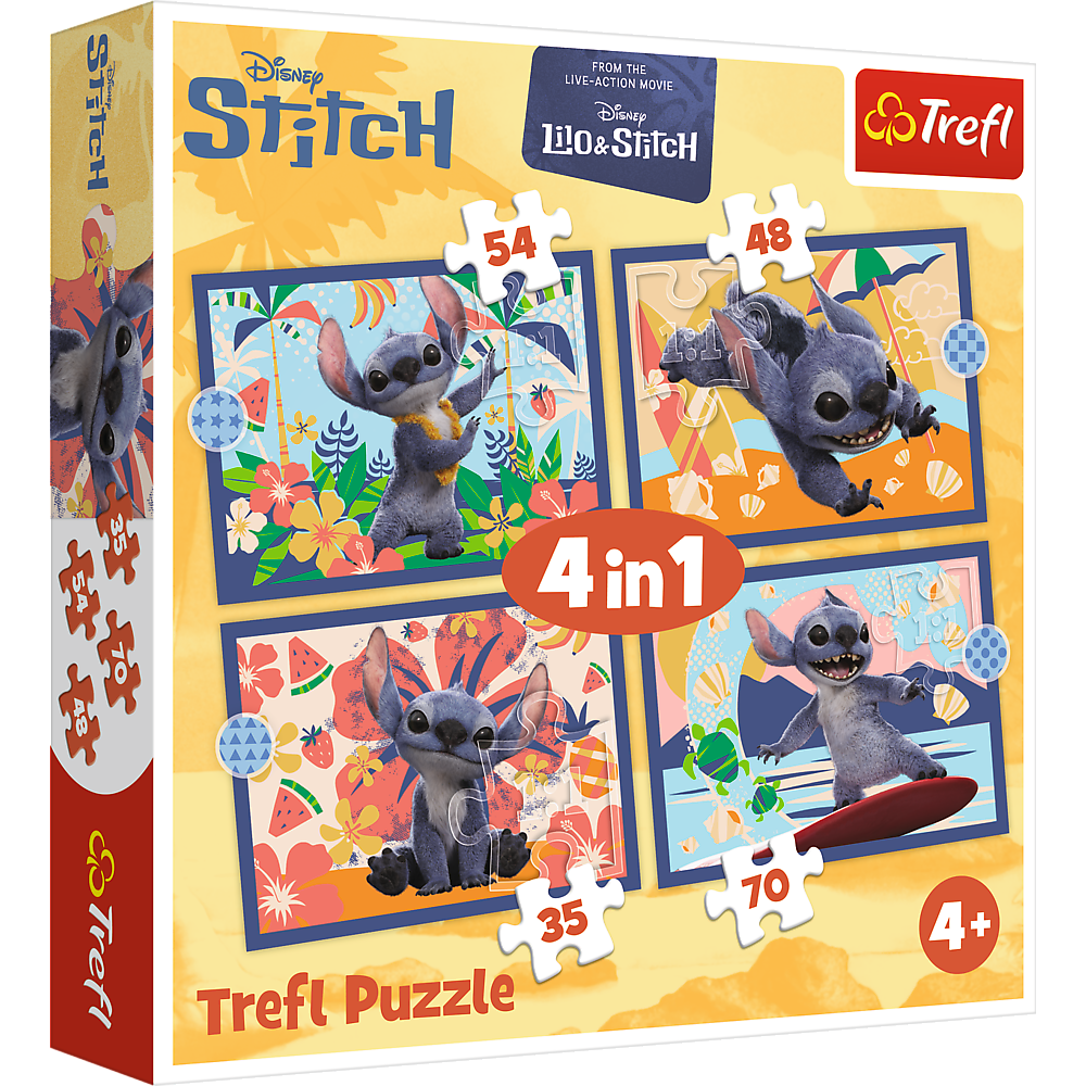 Puzzle 4v1 Wakacje na Hawajach Disney Stitch – Trefl