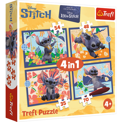 Puzzle 4v1 Wakacje na Hawajach Disney Stitch – Trefl