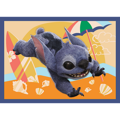 Puzzle 4v1 Wakacje na Hawajach Disney Stitch – Trefl