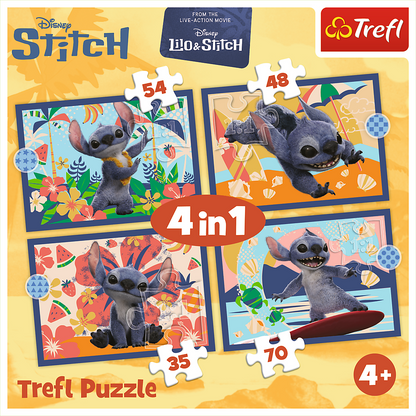 Puzzle 4v1 Wakacje na Hawajach Disney Stitch – Trefl
