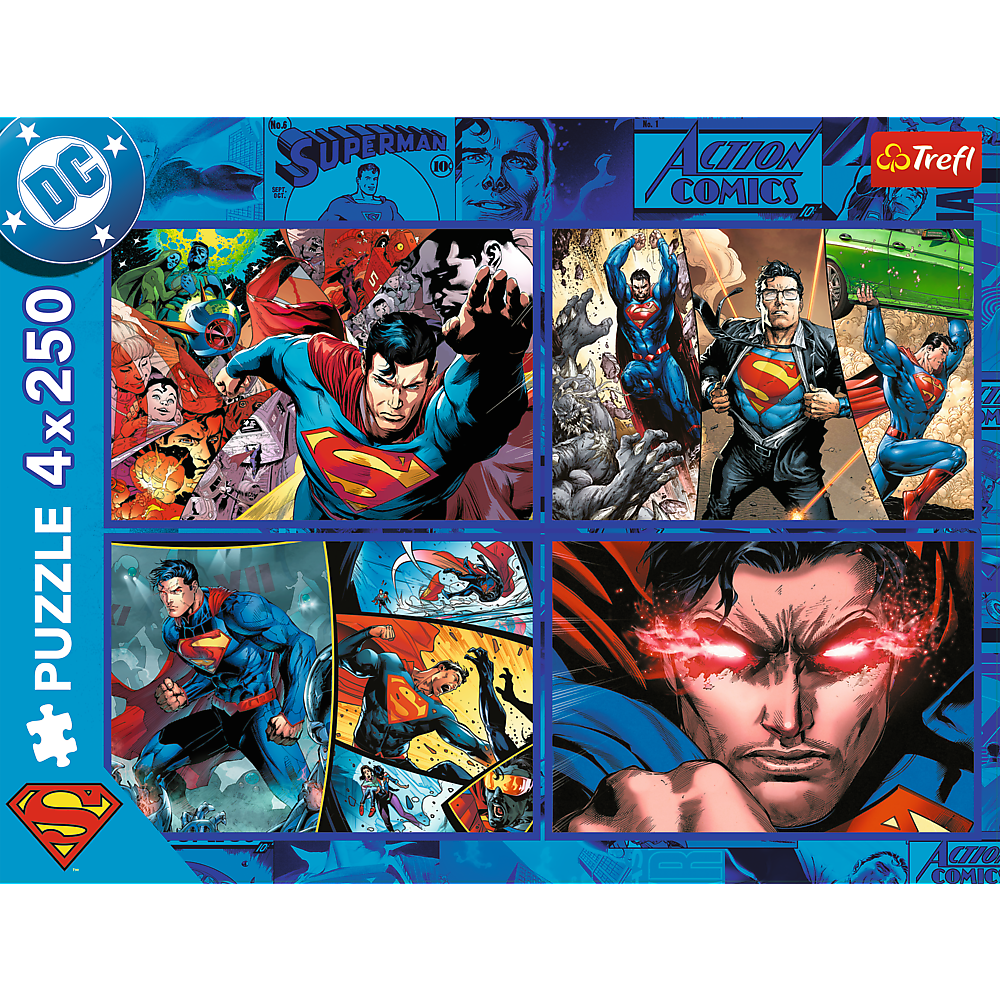 Puzzle 4x250 dílků Odvaha Supermana – Warner | Trefl