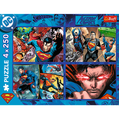 Puzzle 4x250 dílků Odvaha Supermana – Warner | Trefl