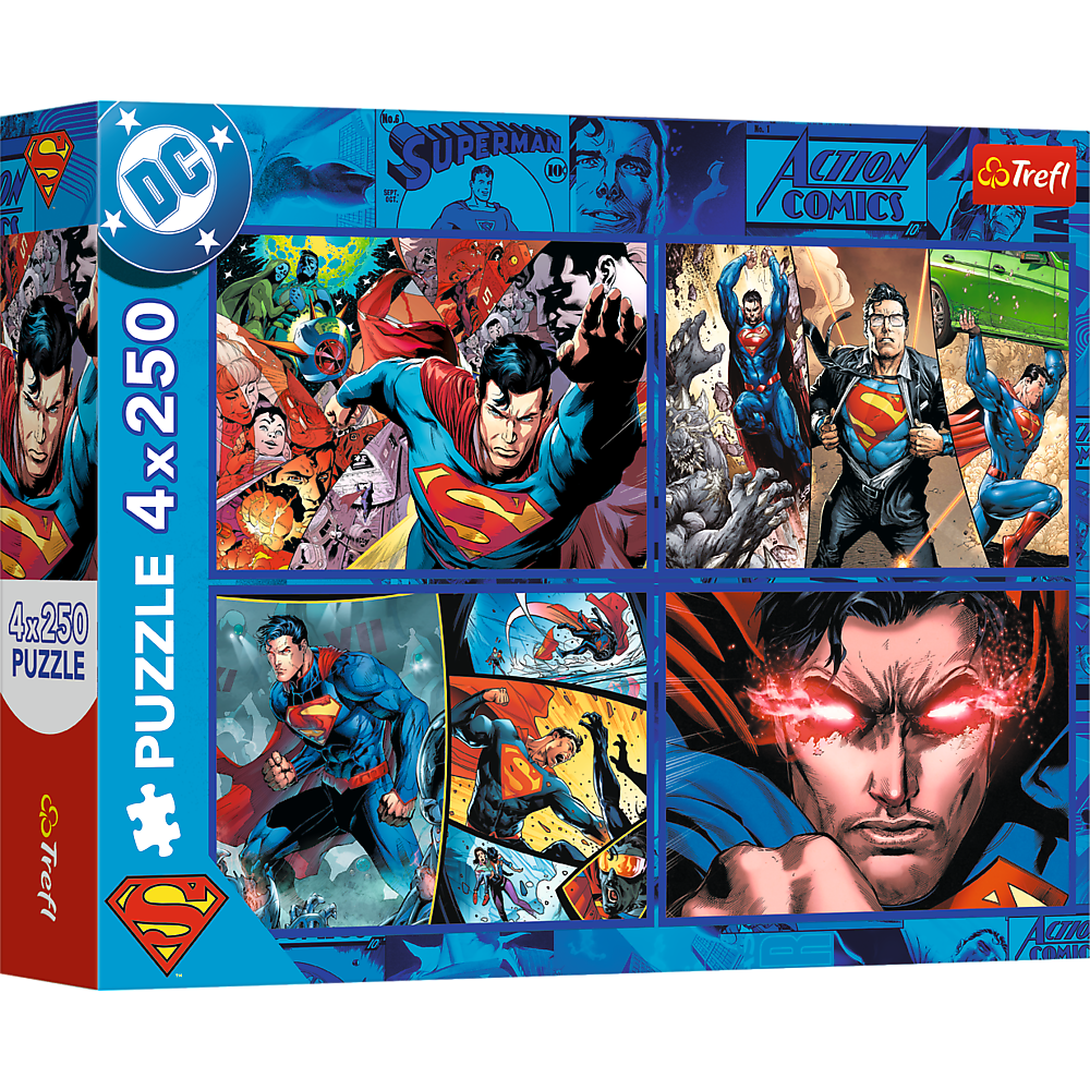 Puzzle 4x250 dílků Odvaha Supermana – Warner | Trefl