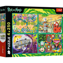 Puzzle 4x250 dílků Šílený svět Ricka a Mortyho – Rick and Morty