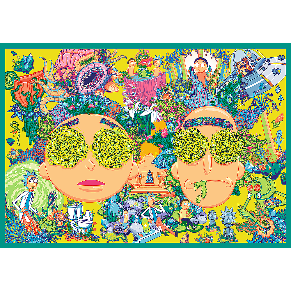 Puzzle 4x250 dílků Šílený svět Ricka a Mortyho – Rick and Morty