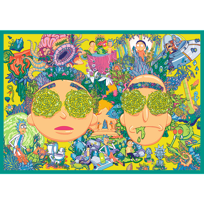 Puzzle 4x250 dílků Šílený svět Ricka a Mortyho – Rick and Morty