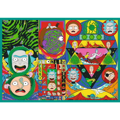 Puzzle 4x250 dílků Šílený svět Ricka a Mortyho – Rick and Morty