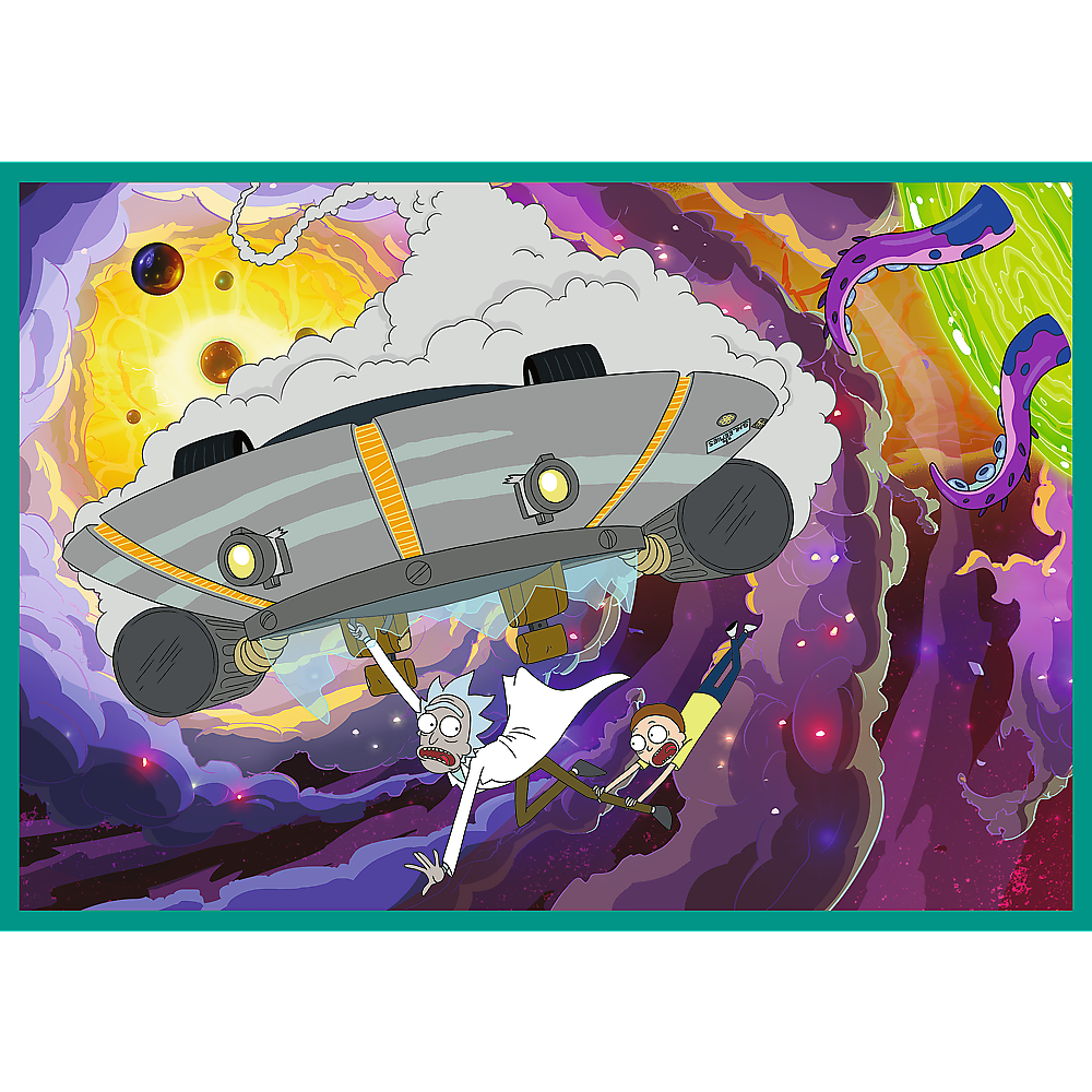 Puzzle 4x250 dílků Šílený svět Ricka a Mortyho – Rick and Morty