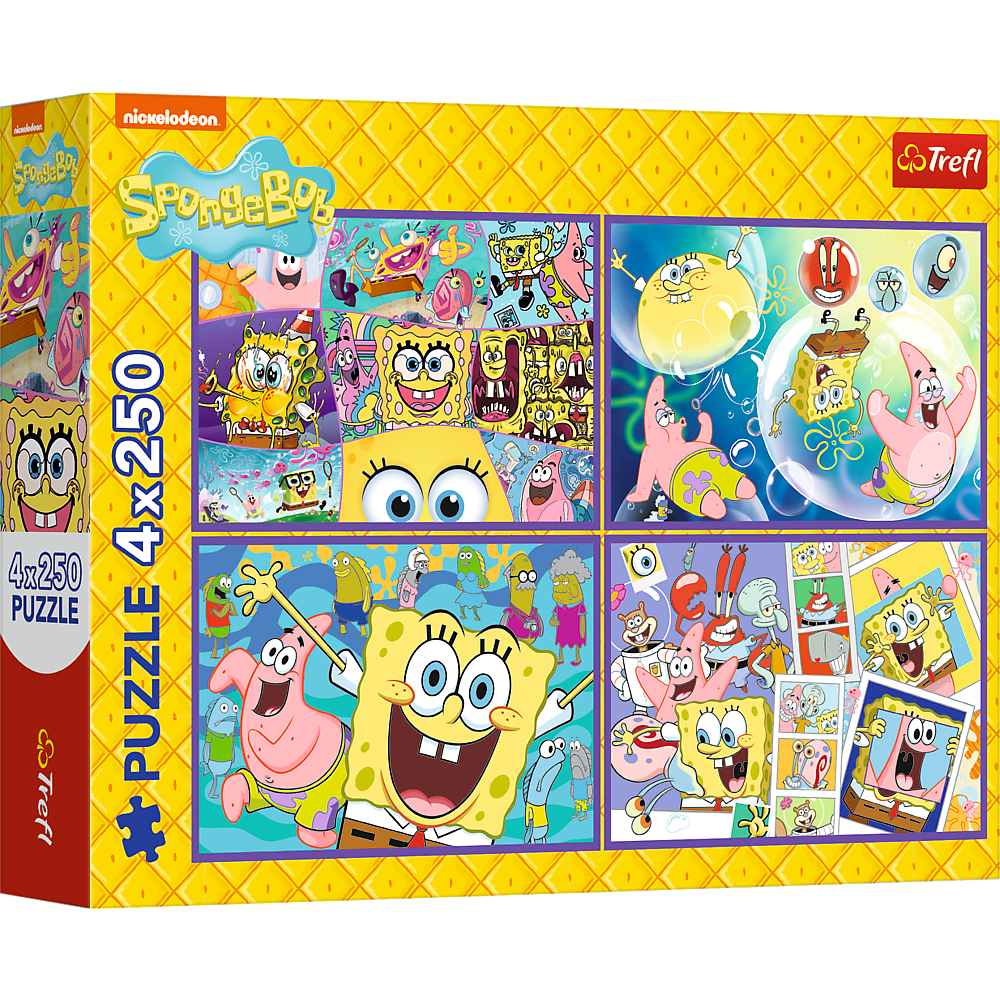 Puzzle 4x250 dílků Šílený svět SpongeBoba – Trefl 13342