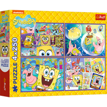 Puzzle 4x250 dílků Šílený svět SpongeBoba – Trefl 13342