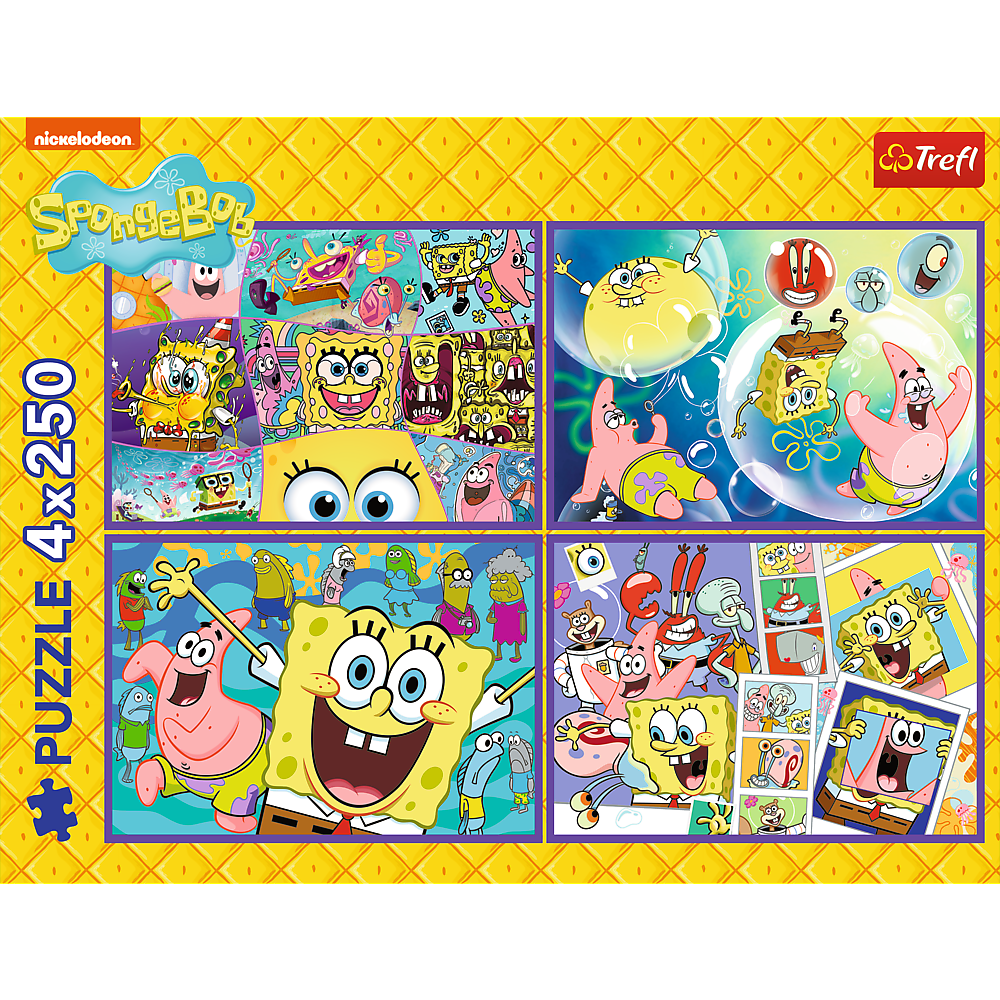 Puzzle 4x250 dílků Šílený svět SpongeBoba – Trefl 13342