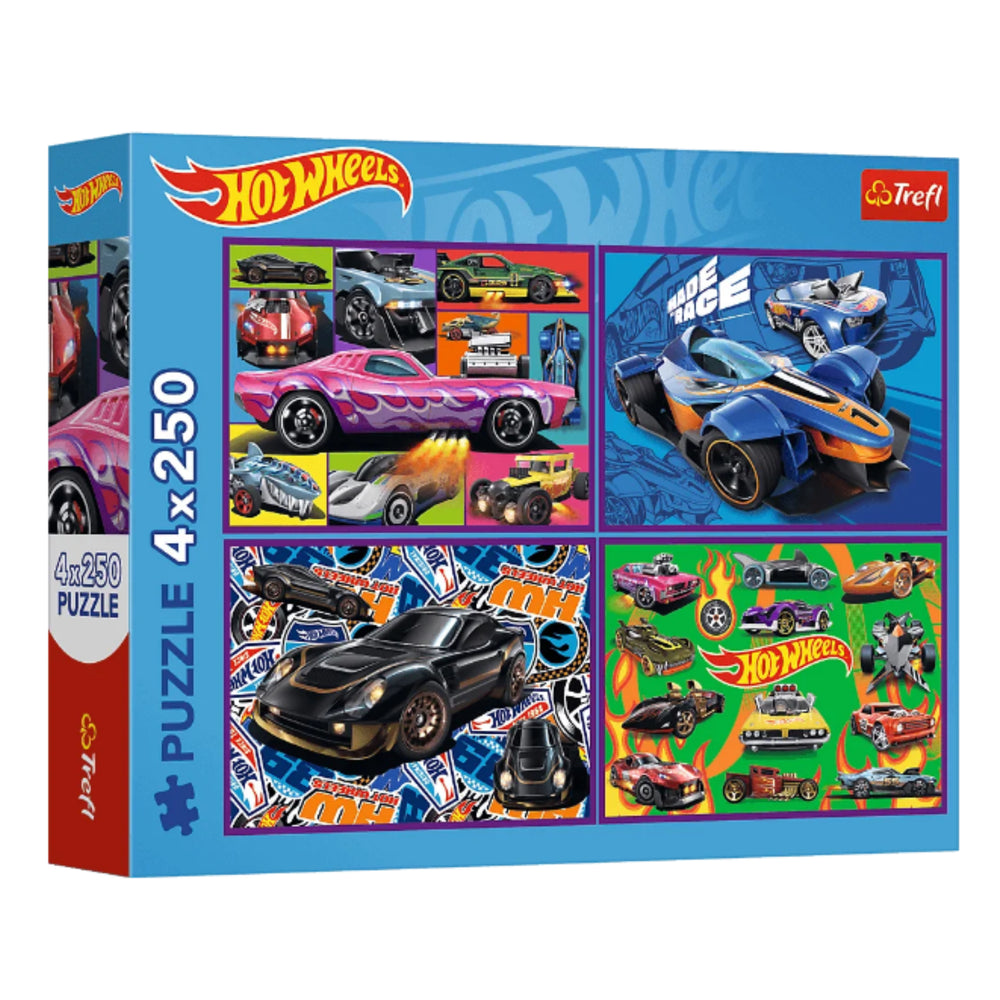 Puzzle 4x250 dílků – závodní auta Hot Wheels – Trefl