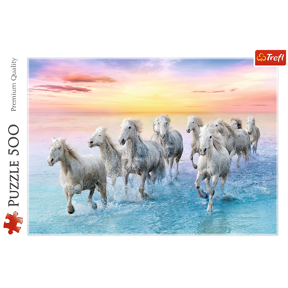 Puzzle 500 dílků bílí koně v galopu 48x34 cm – Trefl
