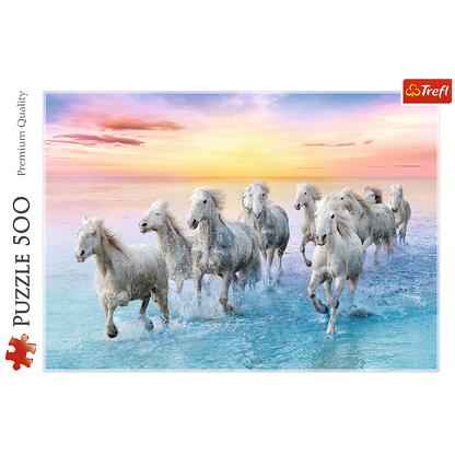 Puzzle 500 dílků bílí koně v galopu 48x34 cm – Trefl