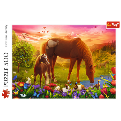 Puzzle 500 dílků Koně na louce – Trefl