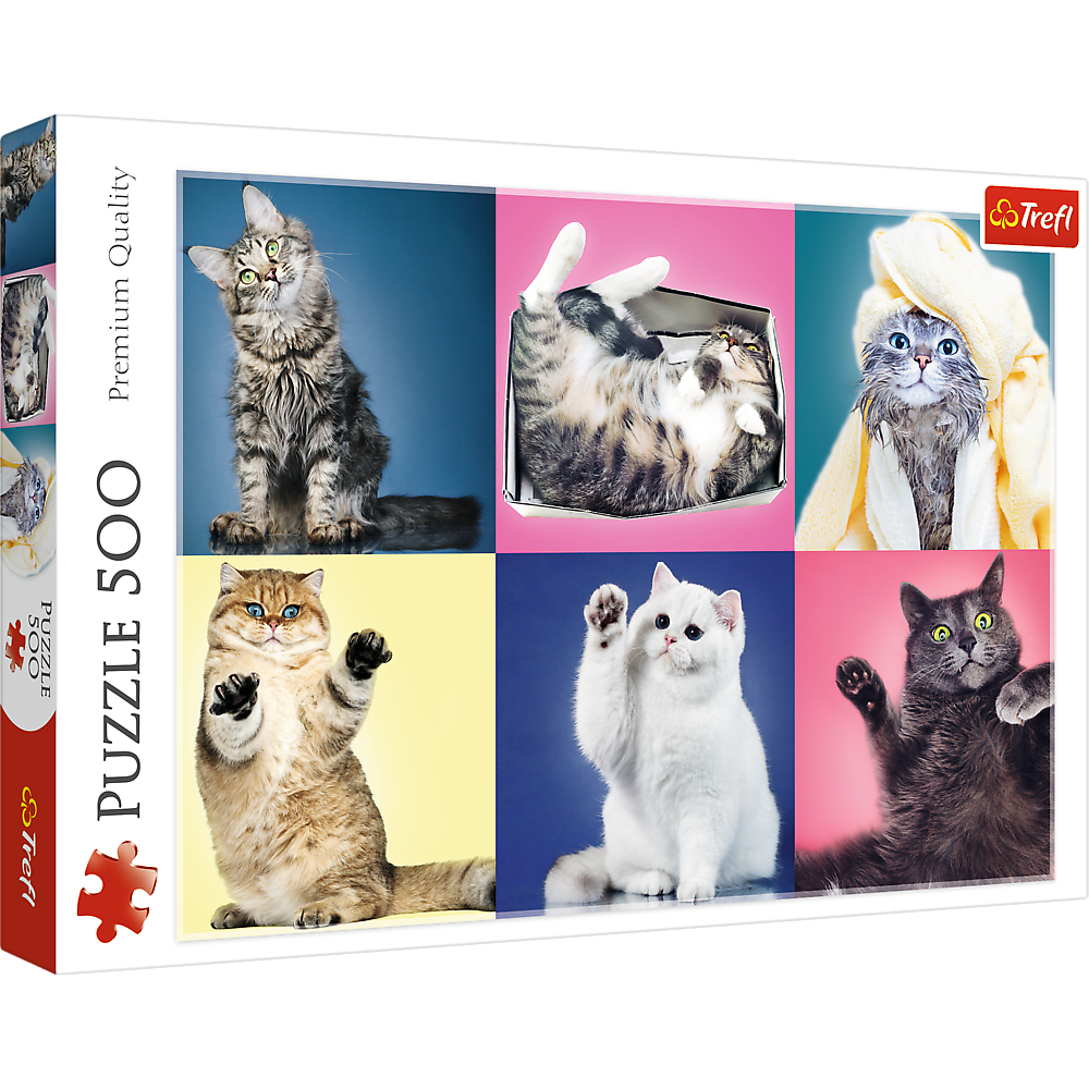 Puzzle 500 dílků Koťátka s barevnými pozadími – Trefl 37377