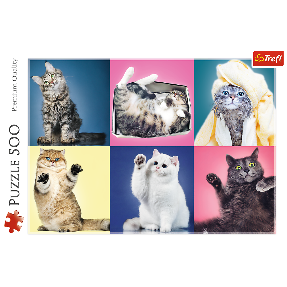 Puzzle 500 dílků Koťátka s barevnými pozadími – Trefl 37377