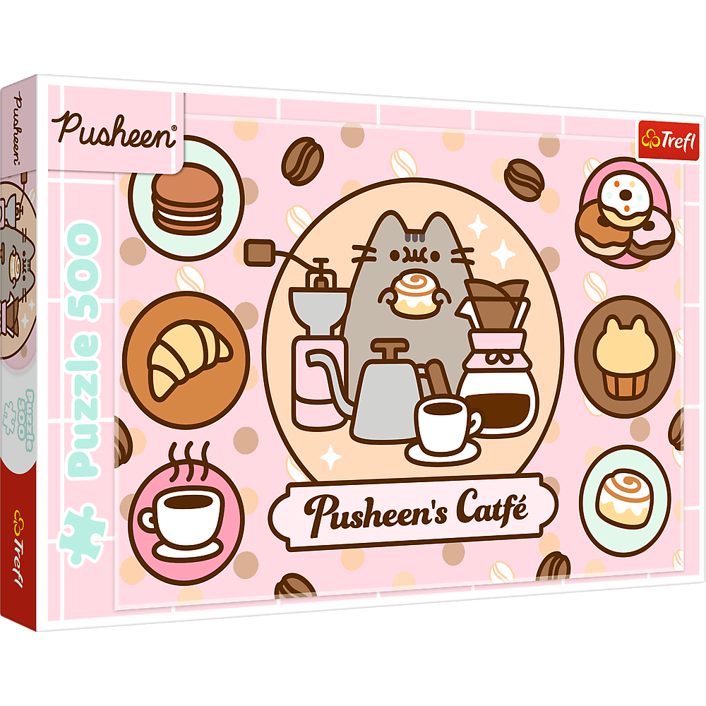 Puzzle 500 dílků Pusheen kočka v kavárně – Trefl 37528