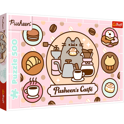 Puzzle 500 dílků Pusheen kočka v kavárně – Trefl 37528