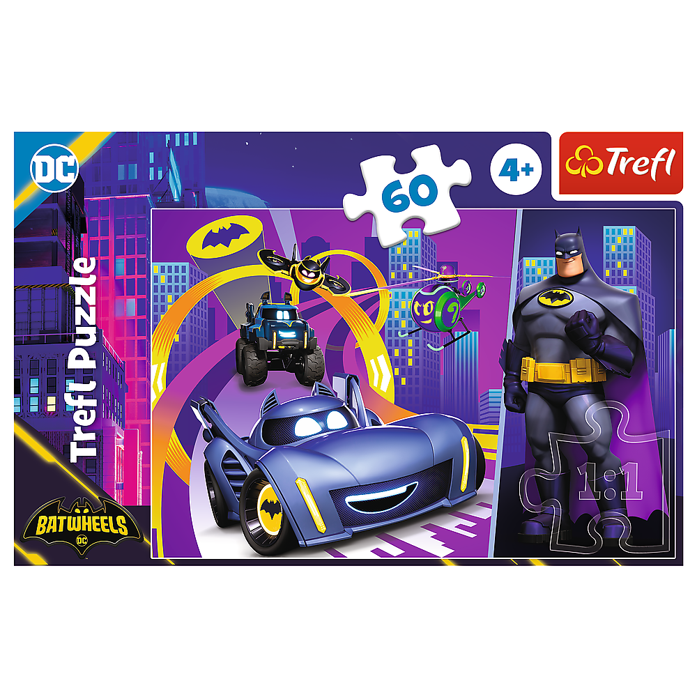 Puzzle 60 dílků Batman a jeho vozidla – Trefl 17400