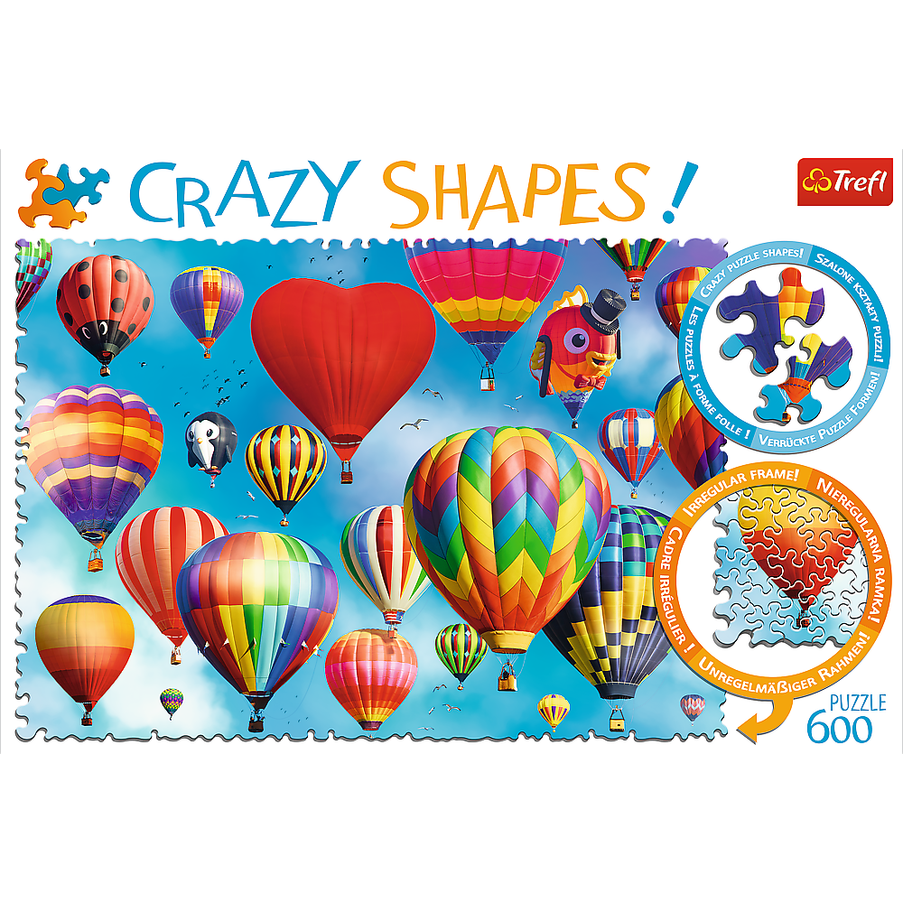Puzzle 600 dílků netradiční tvar Barevné balóny 680x480mm